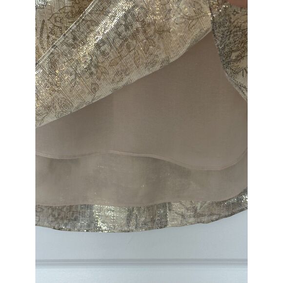 Elie Tahari Ruffle Neck Metallic Silk Blend Blouse Size XS - Picture 4 of 8